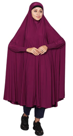 ICW Women Stretchable Jersey Smoking Sleeve Jilbab Cum Prayer khimar Hijab (Free Size) 60 Inch (Magenta Pink)