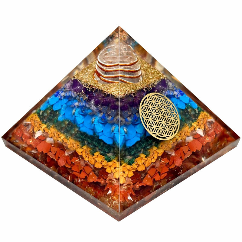 JD FRESH Original 7 Chakra Crystal Laxmi Pyramid Vastu for Home for Good Luck/Money & Wealth/Spiritual Gift/Showpiece for Living Room/Home Décor