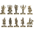 ARTVARKO Fine Brass Dashavtar Lord Vishnu Ten Incarnations Avatar Set Dashavatara Murti Light Weight 2.5 Inch