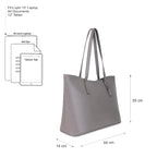 Fastrack Pebble Play Laptop Tote | Grey Faux-Leather Tote Bag for Women | 15-Inch Laptop Compatible | Gunmetal Hardware Finish with Double Handles, Zipper Closure & Organised Storage