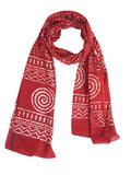 RAI SAHAB Women's Cotton Hand Block Printed Casual Stoles/Scarf(ST-64RED10)