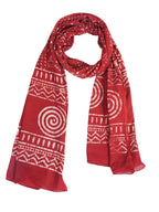 RAI SAHAB Women's Cotton Hand Block Printed Casual Stoles/Scarf(ST-64RED10)