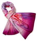 ONE ECHELON Satin Silk Women's Lightweight Long Scarf (Blooming Roses)