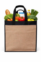 Canvas Shopping Bag Heavy Duty Large Eco-Friendly Reusable Cotton Canvas Cloth Grocery Tote Bag for Men Ladies Vegetable Milk Fruits with Hand Carry Handle Lunch Box Jhola Bags Small Size 40x38x14