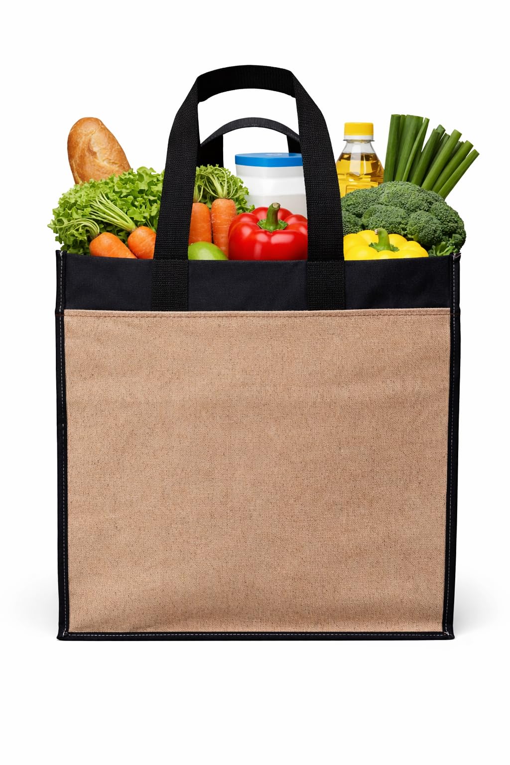 Canvas Shopping Bag Heavy Duty Large Eco-Friendly Reusable Cotton Canvas Cloth Grocery Tote Bag for Men Ladies Vegetable Milk Fruits with Hand Carry Handle Lunch Box Jhola Bags Small Size 40x38x14
