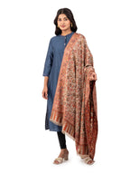 Naureen Women Faux Pashmina Shawl with Floral Artwork, Warm and Soft, 40x80 inch