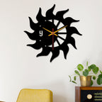 VIBECRAFTS Sun Flames Wooden Wall Clock Wood Wall Clock for Home Decor, Office, Living Room, Bedroom, Cafe's, Gift (WWCVC1Pcs_10008N)