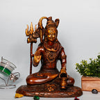 ARTVARKO Lord Shiv Shankar Shiva Brass Metal Murti Bhagwan Bholeynath Statue for Puja Home Décor Copper Gold 10 Inch.