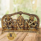 RCI Handicrafts Metal Laxmi Ganesh Saraswati Idol Gold Plated Showpiece Statute Gift (Gold, Lgsgld)
