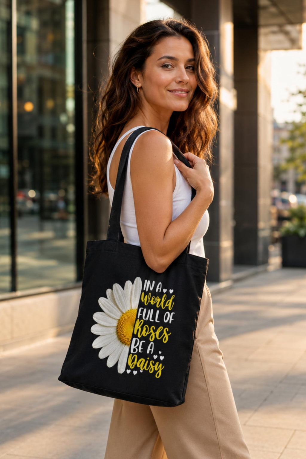 stilotee Women’s Cotton Canvas Tote Bag – Reusable Eco-Friendly Carryall with Traditional Ethnic Art Print | Large Aesthetic Handbag for College, Office, Shopping & Daily Use (DAISY)