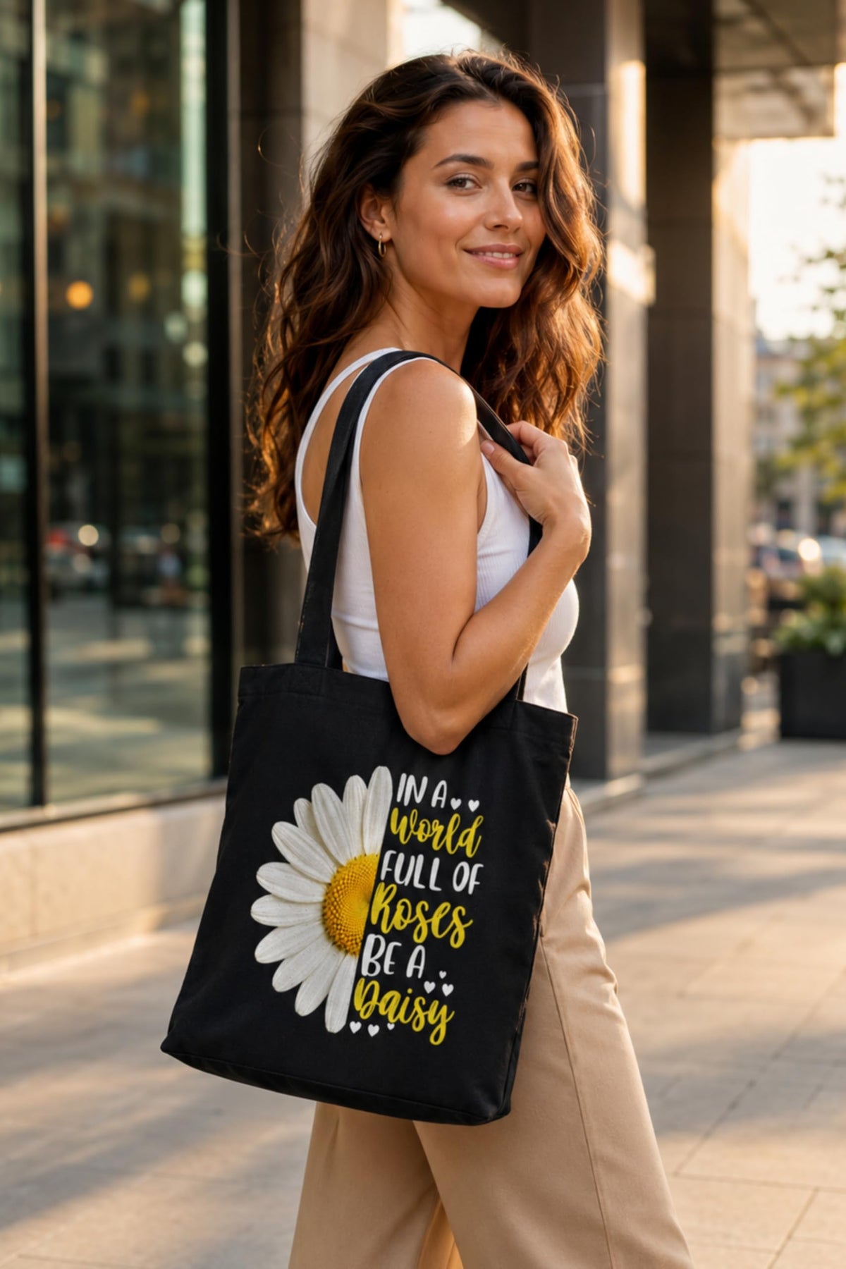 stilotee Women’s Cotton Canvas Tote Bag – Reusable Eco-Friendly Carryall with Traditional Ethnic Art Print | Large Aesthetic Handbag for College, Office, Shopping & Daily Use (DAISY)