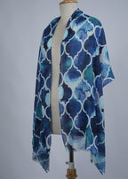 VIC Cotton Modal Digital Print Scarf for Women | Digital Print Designer Stole | Soft Lightweight Luxury Wrap | Premium Silk Modal Blend | 55 x 170 cm | VIC-SM-DP5517 (Blue quatrefoil)