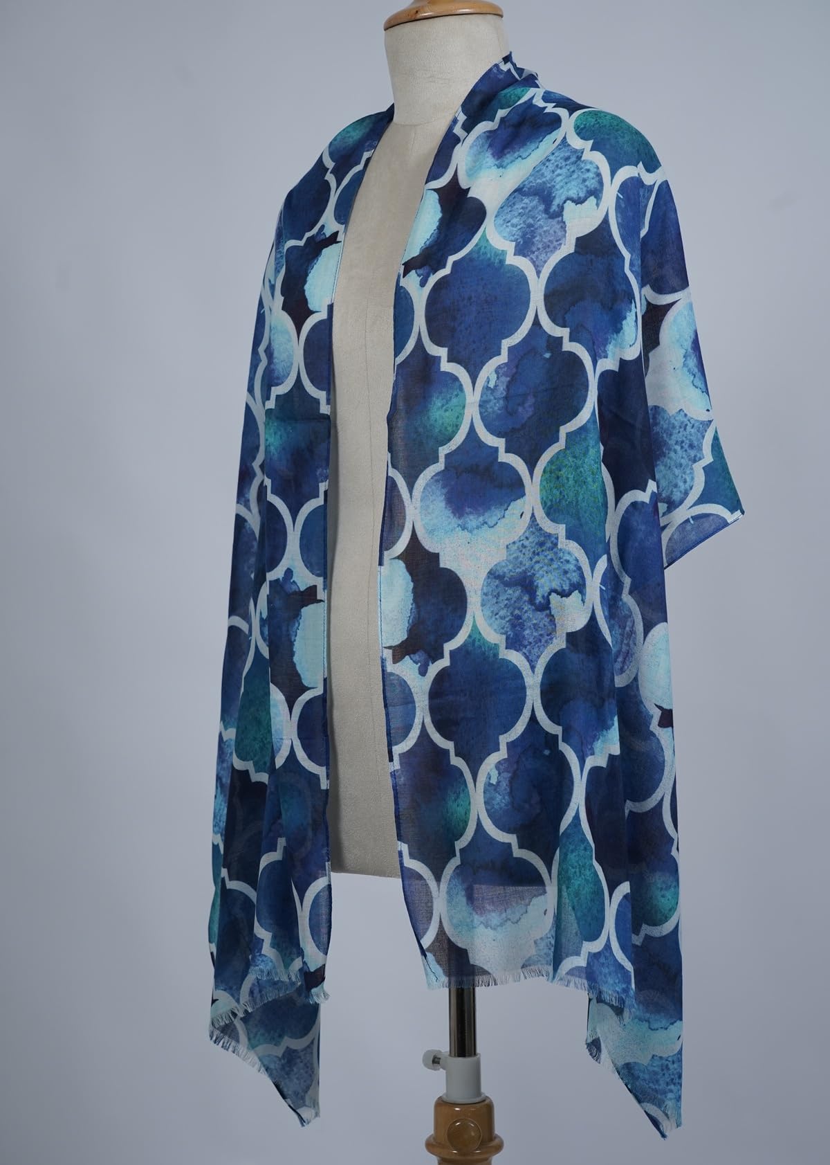 VIC Cotton Modal Digital Print Scarf for Women | Digital Print Designer Stole | Soft Lightweight Luxury Wrap | Premium Silk Modal Blend | 55 x 170 cm | VIC-SM-DP5517 (Blue quatrefoil)