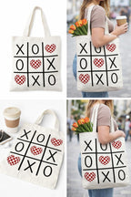 Bhoomi Impex Cotton Tote Carry Bag | Reusable Eco-Friendly Shopping Bag | Strong & Durable Canvas Tote for Grocery, Travel & Daily Use | Tic Tac Love Print | Set of 1