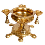 ARTVARKO Brass Urli Ethnic Traditional Tortoise Urli Diya with Bells Decorative Bowl for Flowers Home, Office, Living Room Decor 9 Inch.