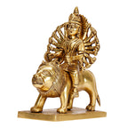 ARTVARKO Brass Maa Durga Idol Sitting On Lion Ma Sherwali Murti Vaishno Devi Modeshwari MATA Statue for Home Mandir Office Navratra Puja 9 Inch
