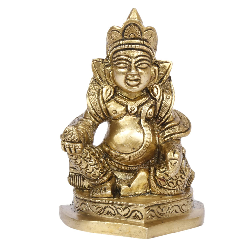 ARTVARKO™ Brass Lord of Treasure Wealth Maharaj Kuber Murti Statue for Tijori Locker Money Safe Kubera Idol for Maha Dosh Nivaran Prosperity Home Décor (6.5x5x9.5 cm)