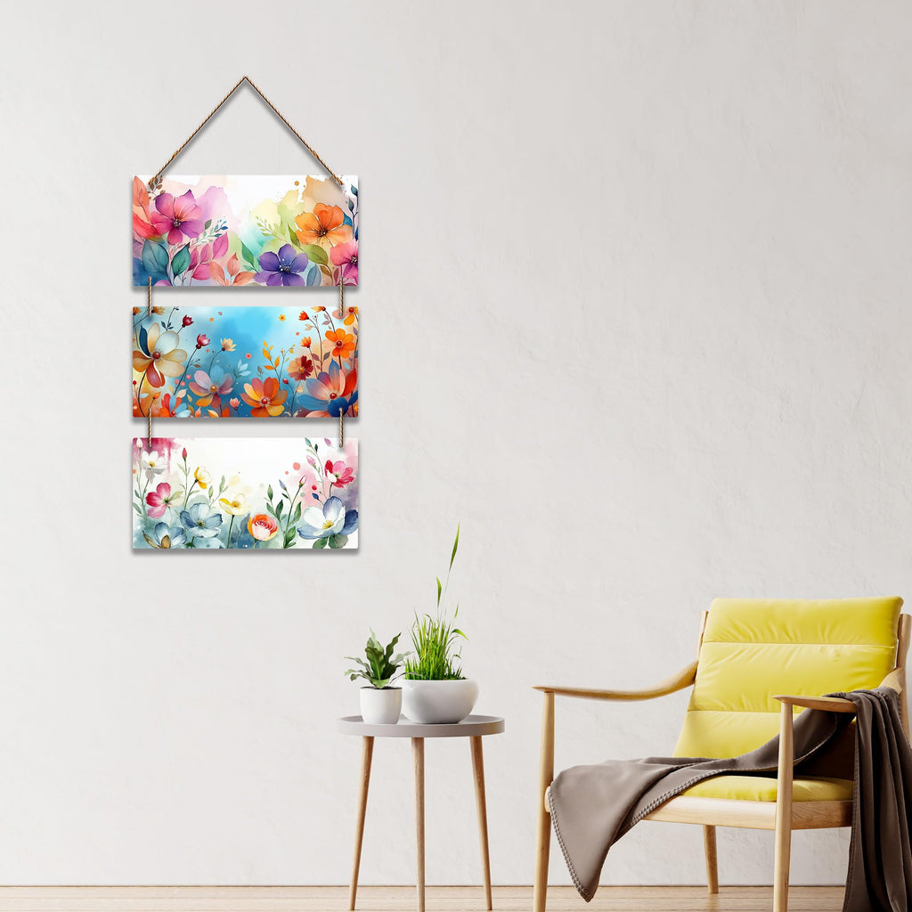 Artvibes Floral Illustration Art Decorative Wall Art MDF Wooden Wall Hanger for Home | Living Room | Office | Wall Art Painting For Hall | Graphic Artwork | Wall Art Print | Unique Gift (WH_9432N)