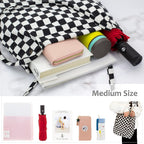 Kawn® Women Corduroy Tote Bag Canvas Shoulder Cord Purse Reusable Shopping Bag Grocery Bag Large Capacity Washable Handbag Girls Shoulder Bag with Inner Pocket For Daily Use Work Travel (Chess)