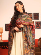 Pashmoda Women Daastaan Fine Wool Fabric Pashmina Kalamkari Embroidered Shawl (Size: 40x80in, 101x203cm) KAS15