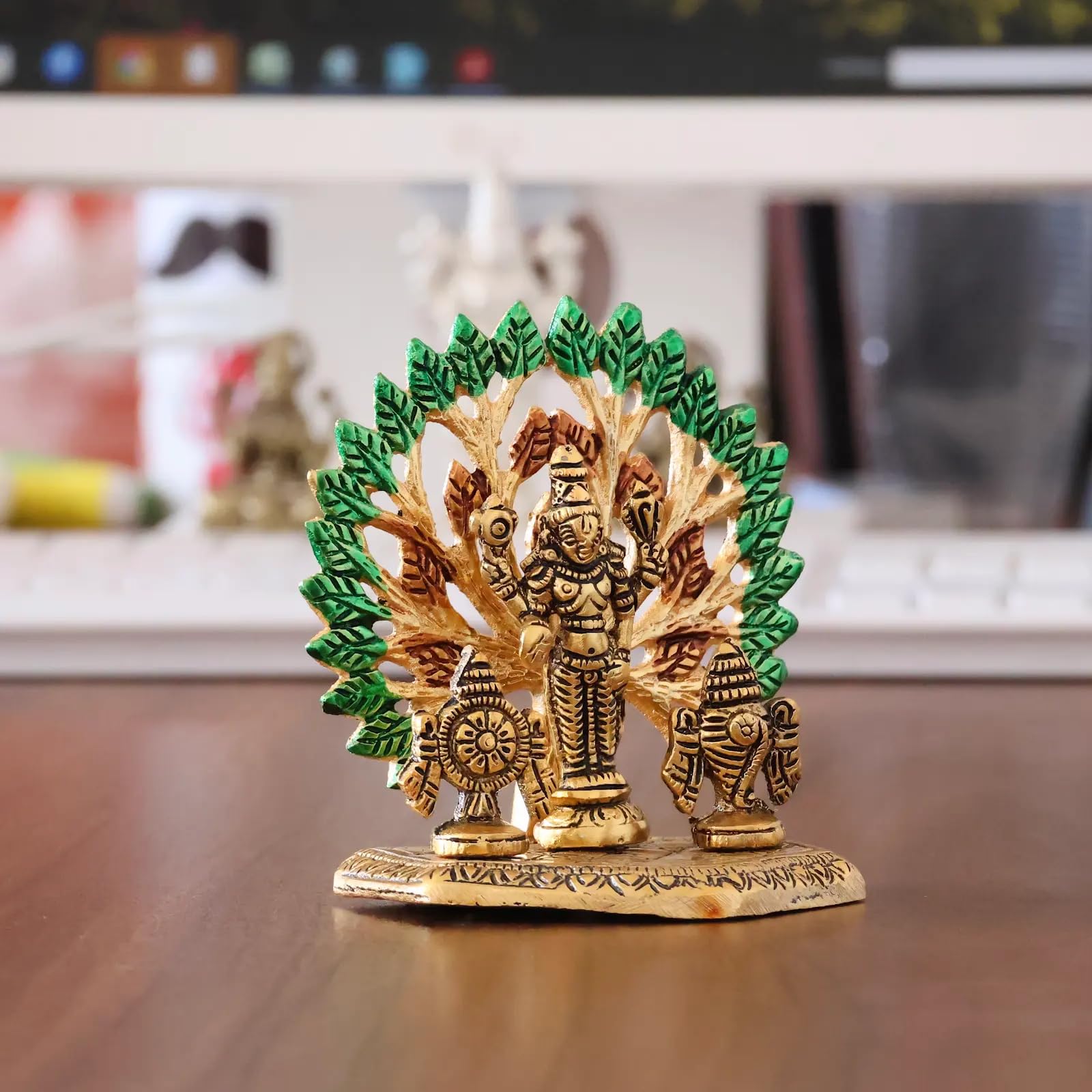 KridayKraft Elegant Tirupati Murti – Lord Venkateswara Swami Tirupati Balaji Vishnu JI Murti Idol Shank Chakar Tilak Statue for Temple (Golden)