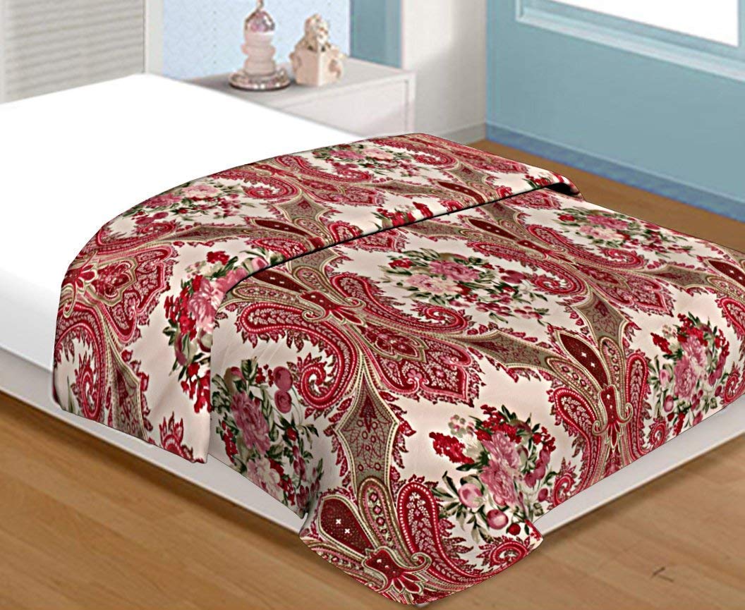 WONDERLOOK 100% Super Soft Reversible Design Dohar I AC Blanket I Blanket for All Season I Gifting (Double, Brown Flower) Kafalo