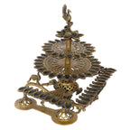 SVARUP Brass Oil Lamp Diya Deepam for Temple Aarti Deepak Pooja Camphor Kapoor Kapur Burner Hand held Dia Puja Jyot Height 16.5 Inch Weight 5.3 Kg Color Gold