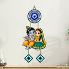 Artvibes Shree Radha Krishna Evil Eye Wall Decor for Home and Office | Nazar Suraksha Hanging for Entrance Living Room Temple | Spiritual Vastu Good Luck Decorative Gift (WH_8578N)
