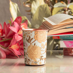 INDIAN ART VILLA Copper Gold Flower Print Glass – 275 ML, Handcrafted Ayurvedic Copper Drinkware for Daily Use, Elegant Water Glass for Home, Office, and Special Gifting, Set of 1