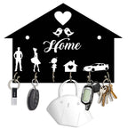 Artvibes Unique Stylish Wooden Key Holder for Wall Decor with Stylish Stainless Steel 6 Hooks Beautiful Key Organizer for Home Decoration(KH_814), Black1