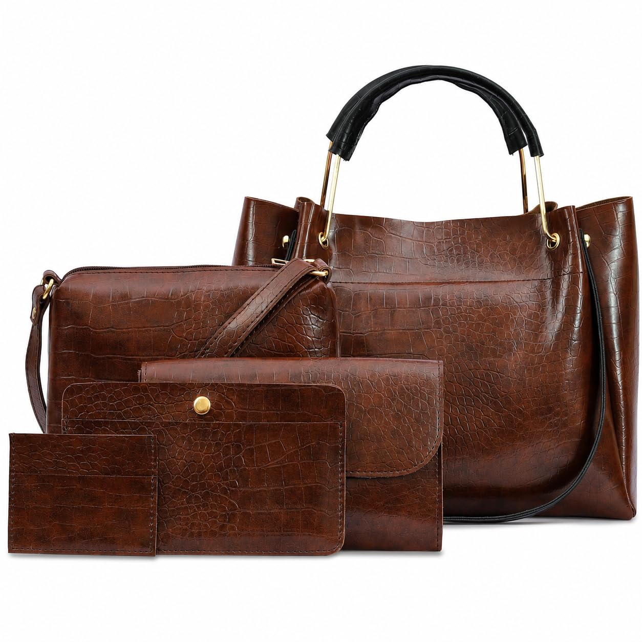 Women's Handbag Set Women's Vegan Leather Stylish Tote Bag Pack of 5