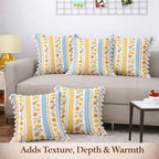 STITCHNEST 'Little Meadow Series' Tassled Cushion Cover | Set of 5 | Floral Cushion Cover 16 inch x 16 inch