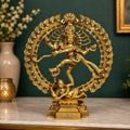 ARTVARKO Big Brass Natraja Idol Natrajan Lord Shiva Ji Dancing Natraj Murti for Temple Mandir Home Décor 16 Inches
