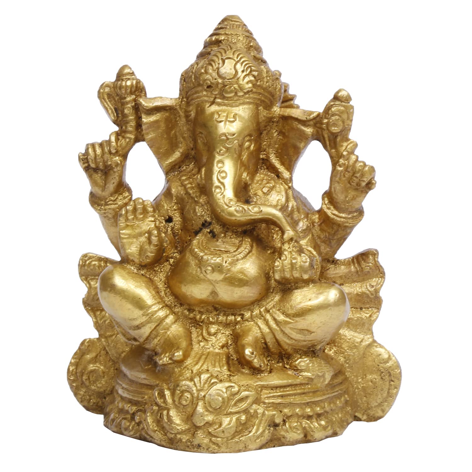 ARTVARKO Brass Ganesha Sitting on kirtimukha for Blessing, Happiness, Health and Wealth at Home and Office