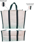 Pentbuns Big Eco Cotton Canvas Shopping Bags for Carry Milk Grocery Fruits Vegetable with Reinforced Handles jhola Bag - Kitchen Essential (17x8.5x14'') Best Gift for New Year and Christmas (Set of 4)