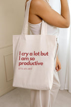THE UMBRELLA STORE Tote Bag, Handmade Cotton Tote Bag with Inside Pocket, White