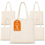 NYALA Plain Cotton Canvas Tote Bag, 15x16 Inch, with Extra Strong Handle