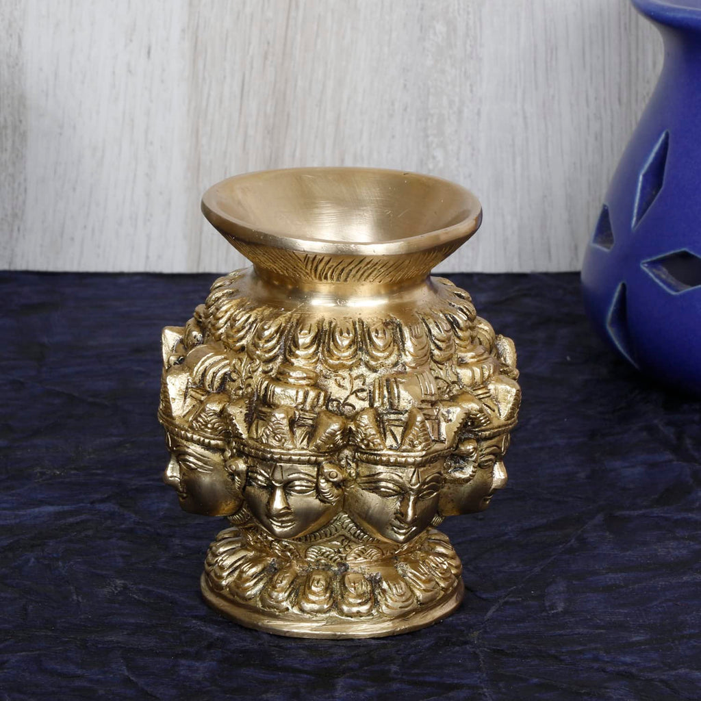 ARTVARKO Brass Ashtalakshmi Ashta Lakshmi Kalash Lota with 8 Laxmi Head for Wealth Prosperity Puja Temple Home Office Decoration Gift 4 Inch