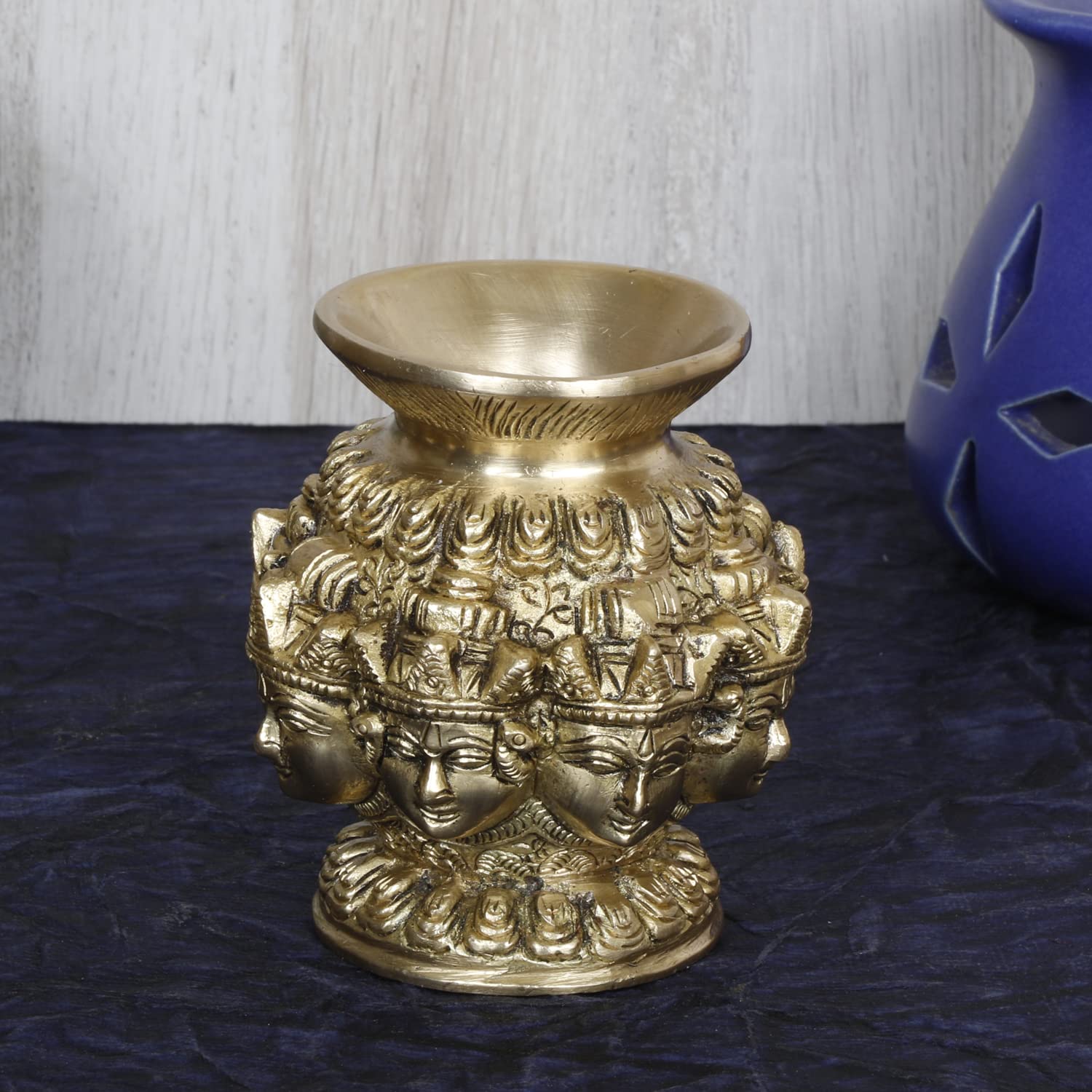 ARTVARKO Brass Ashtalakshmi Ashta Lakshmi Kalash Lota with 8 Laxmi Head for Wealth Prosperity Puja Temple Home Office Decoration Gift 4 Inch