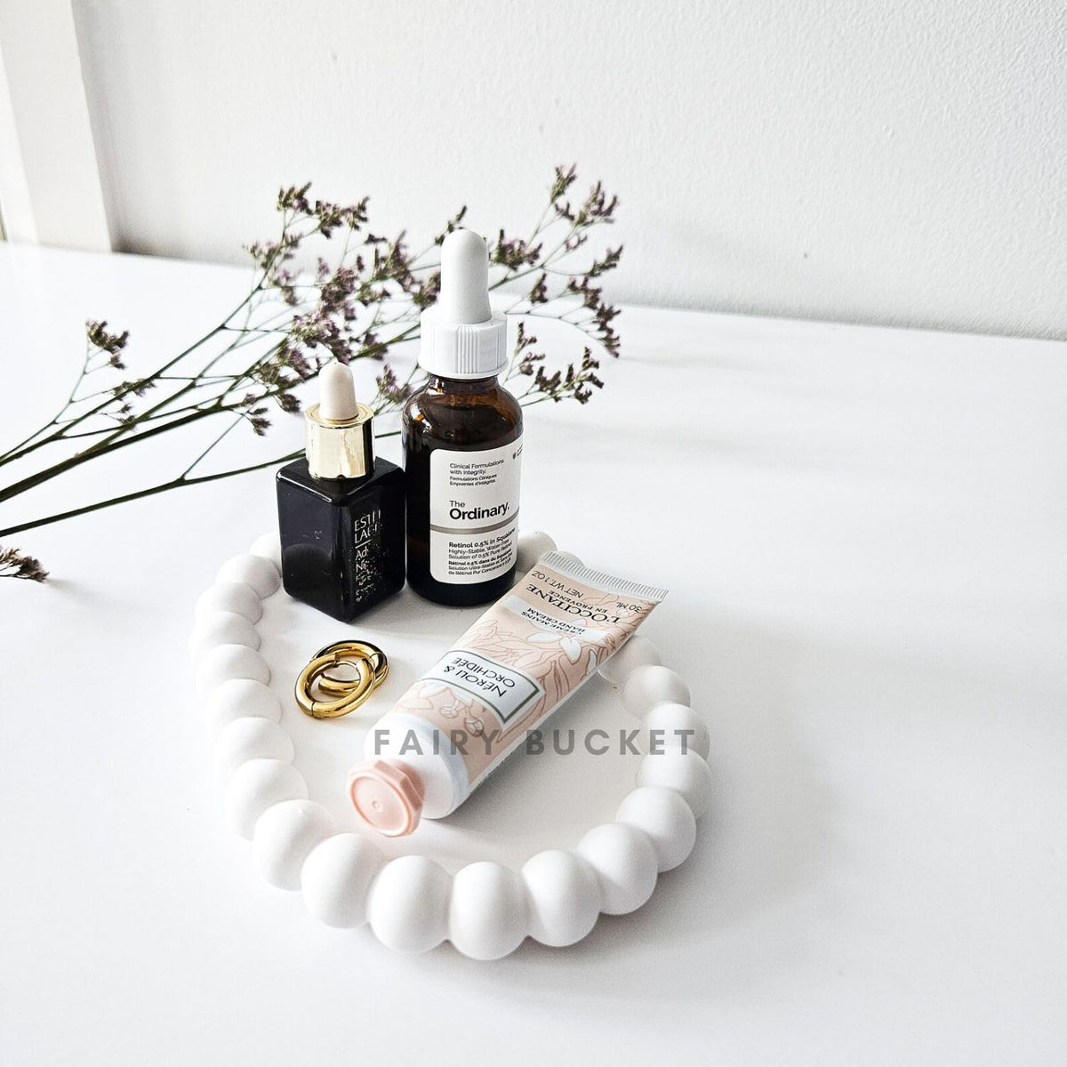 FAIRY BUCKET ™ Aesthetic Handmade Concrete Jewelry Tray Trinket Dish, Decorative Oval Vanity Key Tray for Women, Ring Holder Dish, Cute White Jewelry Plate Bowl Room Decor Aesthetic (Oval)
