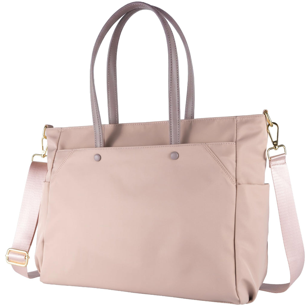 Dash Designs Women's Laptop Bag (16 inch horizontal length),Large Capacity Shoulder Tote for Documents Single Shoulder Crossbody Bag (Ash Grey Rose Pink)