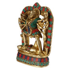 ARTVARKO Kali Maa Murti Brass Maha Kali Ten Legs Mahakali Kalika Maa Statue Idol Puja Murti Decor 4.5x6 Inches