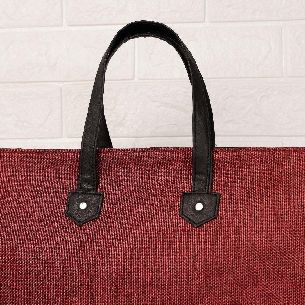 FOHOGO Jute Bag for Unisex | Lunch Bag/Tiffin Bag/Carry Bag/Jute Bag | Tote Bag for office (Maroon, Medium (14”x11”x5”))