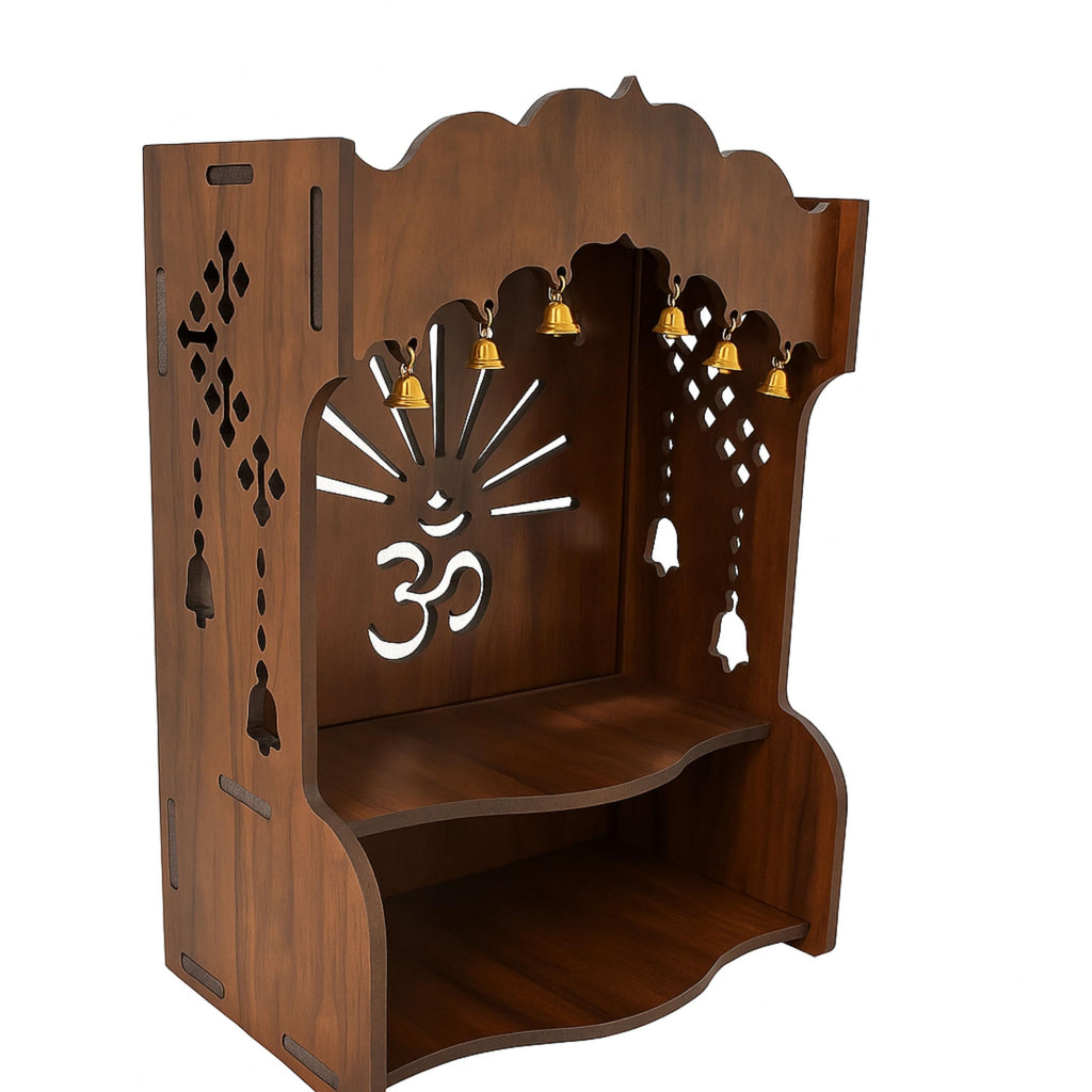 HOMEWEY DECOR Wooden Home Temple Handcrafted Support Heavy Idols Luxurious Finish Pooja Mandir for Home and Office Wall Mount for Room (Design2)