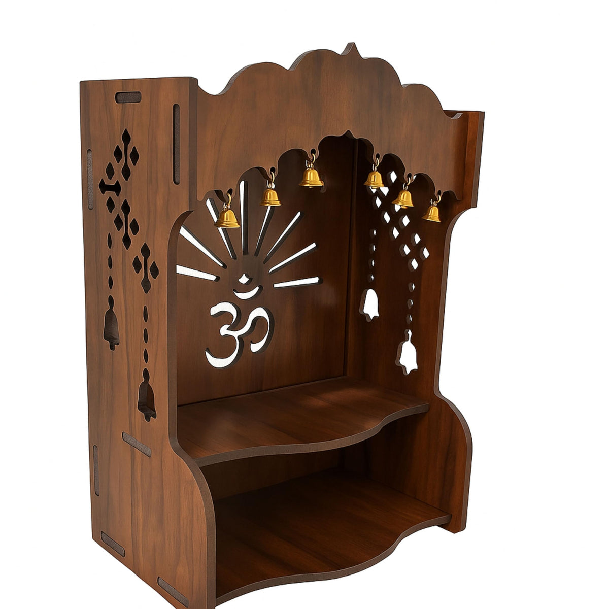HOMEWEY DECOR Wooden Home Temple Handcrafted Support Heavy Idols Luxurious Finish Pooja Mandir for Home and Office Wall Mount for Room (Design2)