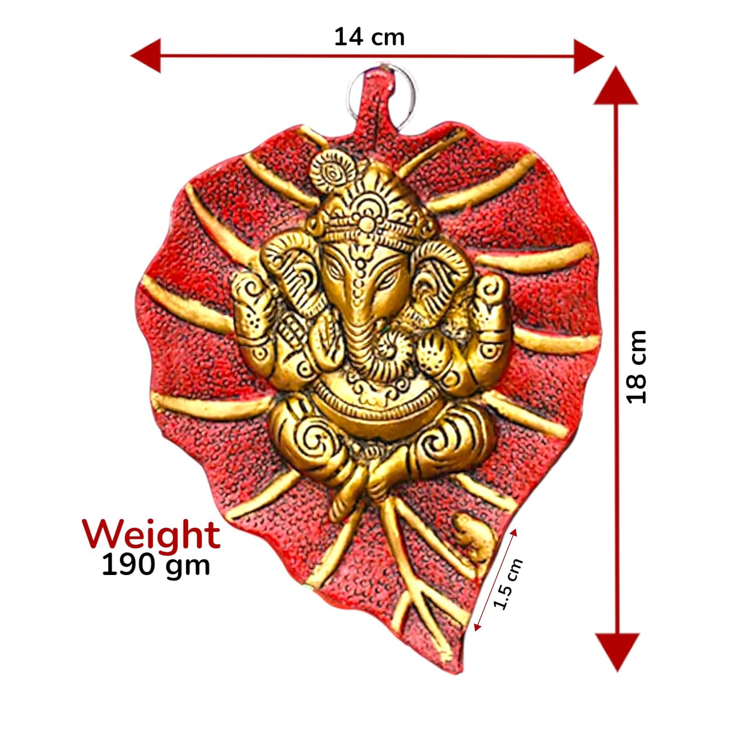 KridayKraft Metal Leaf Ganesha ji Statue,Ganpati Wall Hanging Sculpture Lord Patta Ganesh Idol Lucky Feng Shui Wall Decor Your Home, Office,Religious Gift Article Decorative,Showpiece Figurines...