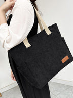 ITALISH Corduroy Tote Bag for Woman Lightweight Multi-Pocket Handbags for Women Latest Collection with Zipper Closure (Black)