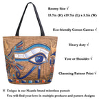 Naanle Egypt Canvas Tote Bag Large Women Casual Shoulder Bag Handbag, Egyptian Horus Eye Reusable Multipurpose Heavy Duty Shopping Grocery Cotton Bag for Outdoors.