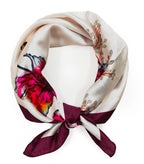 ONE ECHELON Satin Silk Small Neckerchief Square Scarf (Vineyard Bloom)