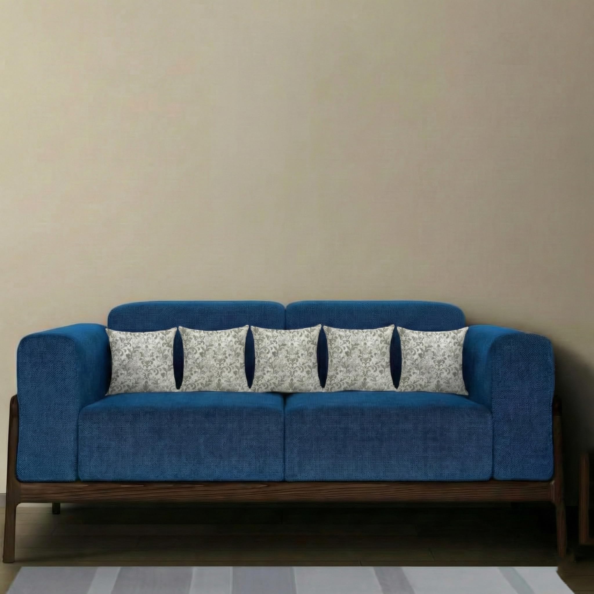 Trance Home Linen Set of 5 Premium Cotton 12x12 inch Cushion Covers for Sofa and Diwan | Small Cushion Covers – (12x12 inch | 30cmx30cm, Royal Green Grey) – Set of 5
